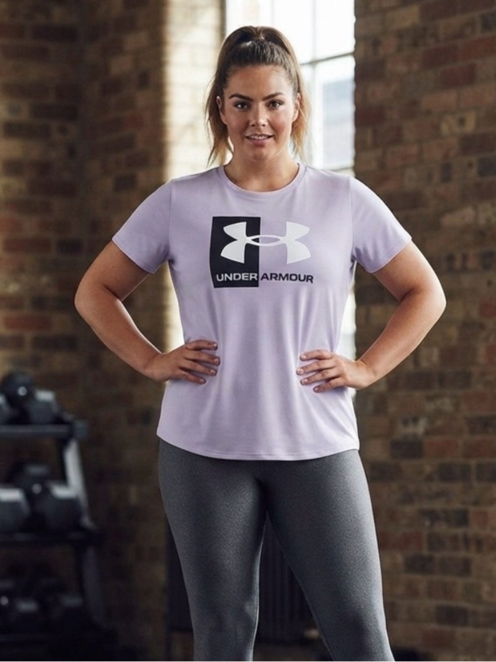 Under Armour Women’s XL Purple Athletic Logo T-Shirt Gym Activewear Top